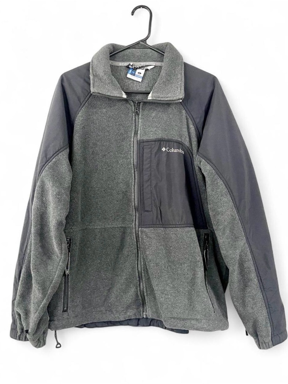 Columbia Men’s L Core Interchange Fleece Jacket Charcoal Gray Black Y2K Gorpcore